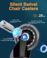 RidRed Office Chair Wheels - Replacement Rubber Wheels - Universal Fit 3 Inch Chair Casters, Heavy-Duty Chair Wheels, Noise Free, Fits 98% Chair, for All Floor (5) RidRed