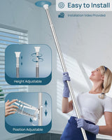 SEIRIONE Rustproof Shower Corner Caddy Organizer for Bathroom, 4 Adjustable Shelves with Tension Pole, for Bathtub Shampoo Accessories Storage Holder, 34 to 116 Inch Height SEIRIONE