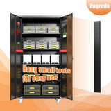 Waqiv 71''H Black Metal Garage Storage Cabinet with Wheels, Lockable Tool Cabinet with Doors and 4 Adjustable Shelves,Tall Metal Cabinets with 2 Pegboards for Garage Storage Systems, Assembly Required Waqiv