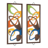 CroBlissful 2 Pcs Mid Century Wall Art Mid Century Modern Decor Elegance Wall Accents Wood Abstract Decor Geometric Panels for Interior Panel Wood Art for Home Living Room CroBlissful