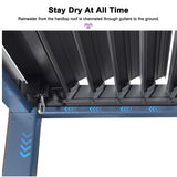 PURPLE LEAF Louvered Pergola 10' x 12' Patio Aluminum Pergola with Independent Adjustable Rainproof Roof Hardtop Pergola for Outdoor Deck Garden Yard PURPLE LEAF