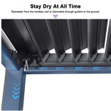 PURPLE LEAF Outdoor Louvered Pergola 11.4' x 23.3' Patio Aluminum Oversize Perogla with String Lights Independent Adjustable Roof for Outdoor Deck Garden Patio PURPLE LEAF