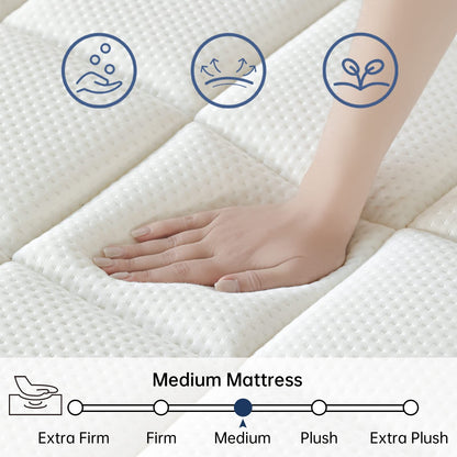 California King Mattress 12 Inch, Cal King Mattress in a Box, Hybrid Mattress, Ultimate Motion Isolation with Memory Foam and Pocket Spring, Strong Edge Support, Medium Firm