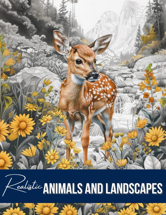 Realistic Animals and Landscapes Coloring Book, a Nature Wildlife Coloring Book Activity for Teens, Adults, and Seniors: Grayscale Forest and Woodland ... Relaxation, Stress Relief Art Therapy