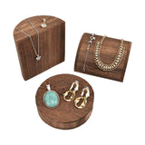 MOOCA 4 Pcs Lightweight Wooden Jewelry Display Riser Set for Bracelets, Earrings, and Necklaces, Multiple Combinations for Countless Display Styles, Brown Color MOOCA