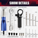 wesleydrill Rivet Gun Adapter Kit,Professional Riveting Insert Nut Hand Tool Kit,2.4/3.2/4.0/4.8mm Diameter Rivet Head, Aluminum Housing, Fit for Cordless Drill,Sheet Metal Work wesleydrill
