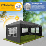 VINGLI 10x20 ft Pop Up Canopy Tent with 6 Sidewalls, Canopy 10x20 with Carry Bag, Outdoor Gazebo Canopy Tent Camping Tent, Patio Event Tent Outdoor Canopy Commercial Canopy(Black) VINGLI