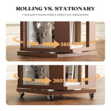 4 Tier Solid Wood Rotating Bookshelf Tower on Wheels, 360° Upgrade Spinning Book Shelf, Revolving Bookcase Organizer, Swivel Bookshelves for Small Spaces, Corner, Bedroom, Kids Room, Office (Walnut) Easyego