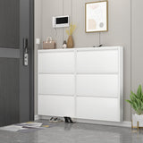 LUCYPAL Shoe Storage Cabinet with 3 Flip Drawers,Metal Wall Shoe Cabinet Storage for Entryway,Hidden Shoe Rack,Narrow Slim Shoe Organizer for Hallway, Bedroom, Apartment,White 43" H*31.5" W*6" D LUCYPAL