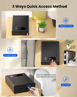 EAMIRUO Biometric Gun Safe for Pistols - Slide-Away Handgun Safe 3 Ways Quick Access with Fingerprint, Password and Key, Drawer Gun Safe for Home Bedsise Nightstand Car EAMIRUO