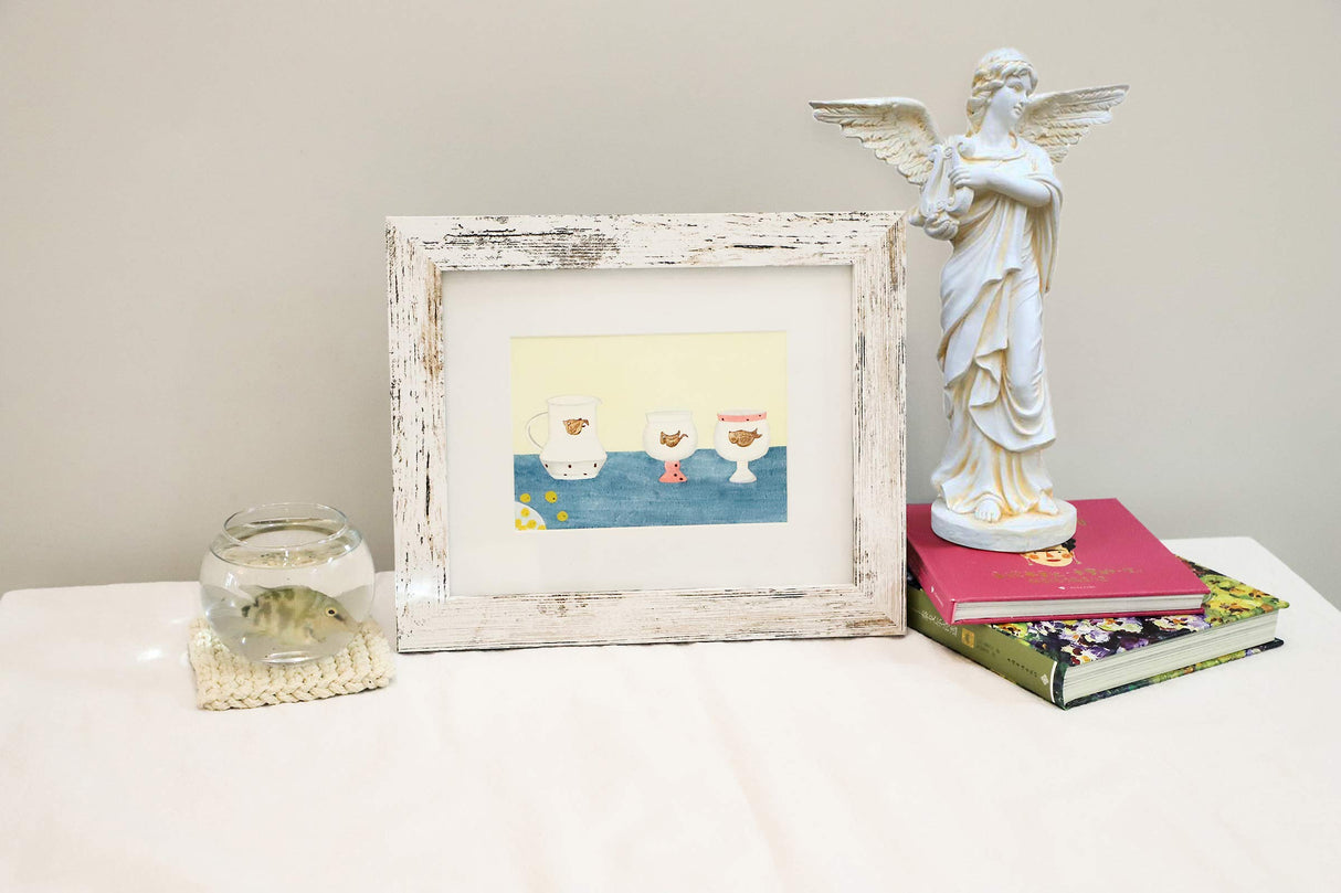 Anfoto Photo Picture Frame 8x10, White -Wood Grain Style Anfoto