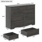 Gyfimoie Farmhouse 9 Drawers Dresser for Bedroom, Chest of Drawers with Natural Texture, Accent Storage Cabinet for Closet,Living Room (Dark Rustic Oak) Gyfimoie