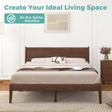 MORDEER Queen Size Bed Frame with Farmhouse Headboard, Malaysian Oak Queen Bed Frame No Box Spring Needed, Platform Bedframe with 12 Slats Support, Easy Assembly, Antique Espresso MORDEER