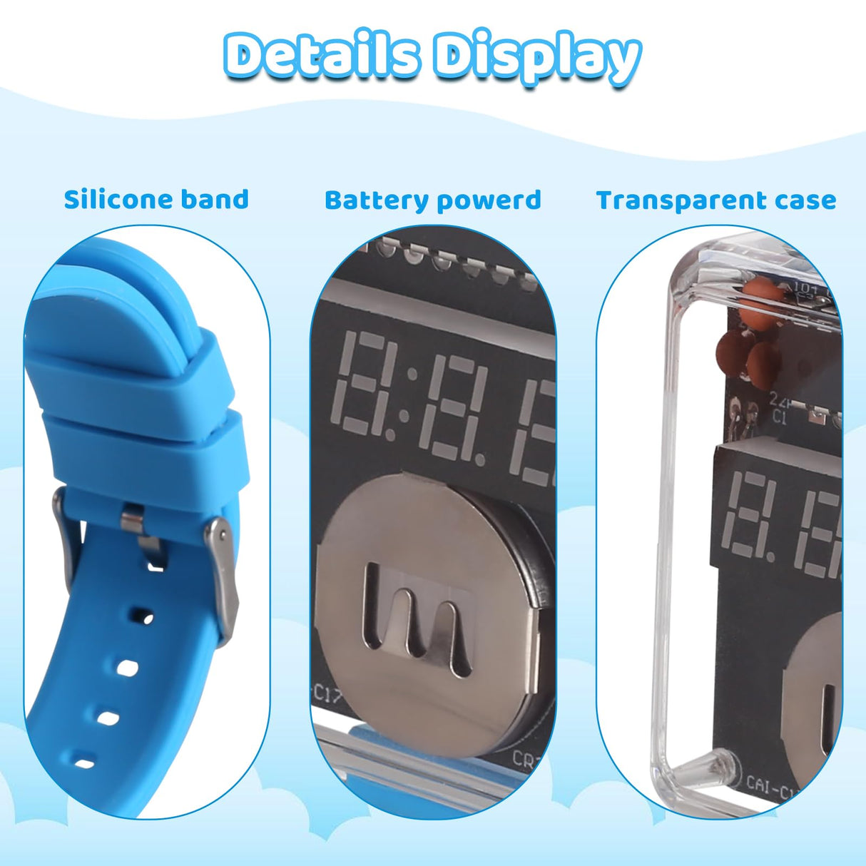 DIY Watch Soldering Practice Kit, PEMENOL 12/24H Selectable Soldering Project Kit, 10S Automatic Sleep Mode, Electronic Learning Kit for Beginners Present School College STEM Education, Blue PEMENOL