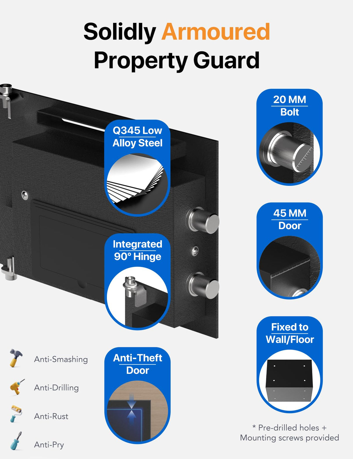 FORFEND Smart Depository Drop Safe App Alarm| Voice Command Office Deposit Safe Box Front Drop Slot | Tamper Proof Money Safe for Business Cash Slip FORFEND Security