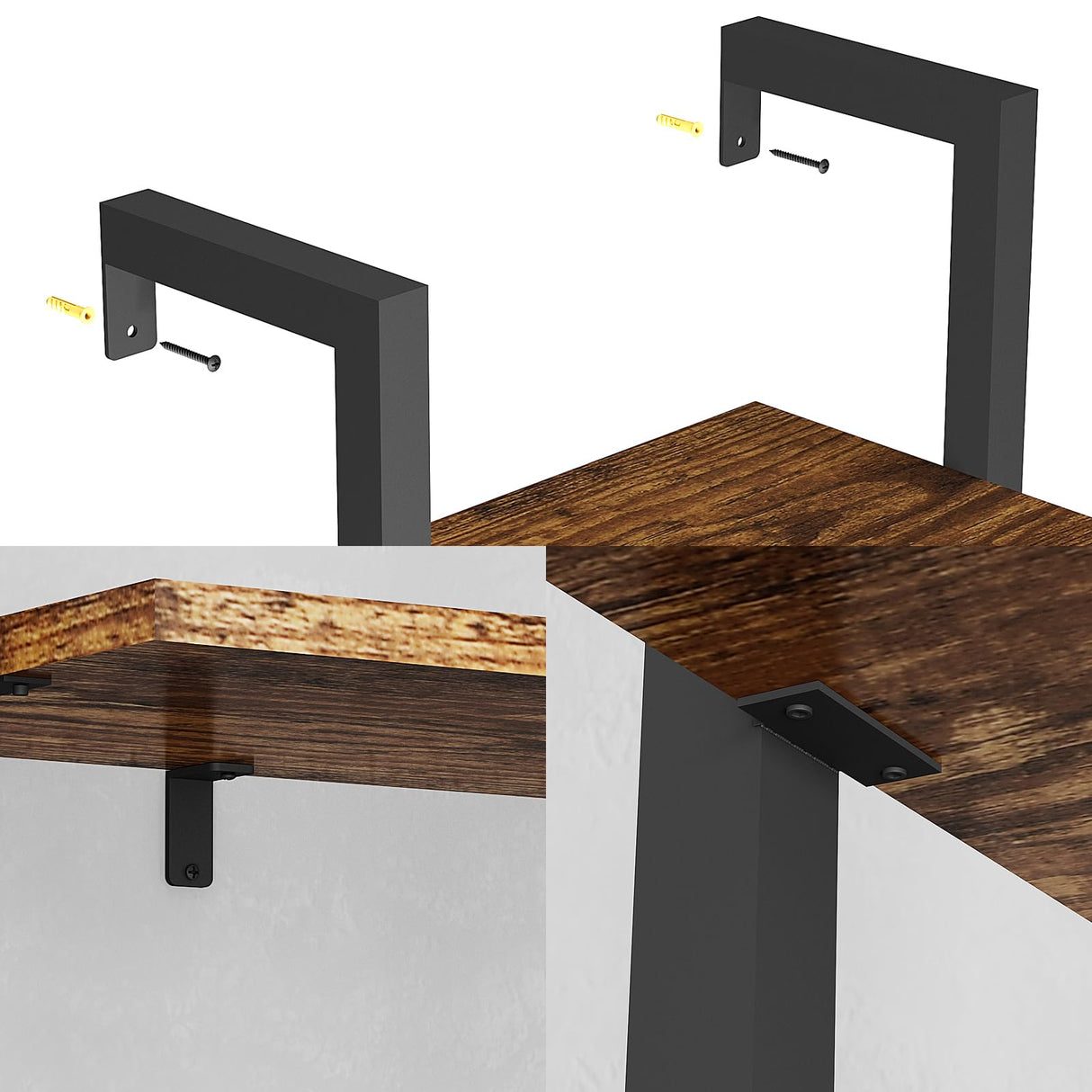 YMYNY 5 Tiers Ladder Bookcase, Industrial Wall Mounted Bookshelf, Open Display Rack with Metal Frame, Wooden Storage Shelves for Bedroom, Home Office, Plant Stand, Rustic Brown, 70*17.3*11.8"UHBC015H YMYNY