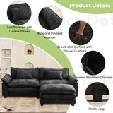 Oprisen Modular Sectional Sofa, Comfy Cloud Couch Sectional Sofa with Ottoman, Chenille Sofa Sleeper Deep Seat Sofa with Throw Pillows for Living Room (Black, 86"- L Shape) Oprisen