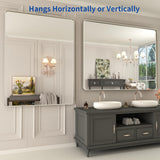 WEER 48X36 Inch Brushed Nickel Bathroom Mirror, Brushed Silver Metal Frame Mirror, Rounded Rectangle Silver Bathroom Vanity Mirror, Tempered Glass, Anti-Rust, Hangs Horizontally or Vertically WEER