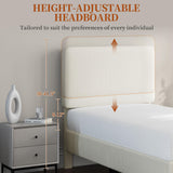 Yaheetech Twin Bed Frames with Adjustable Headboard, Chenille Fabric Upholstered Headboard/Platform Bed, Twin Size Bed Frame No Box Spring Needed/Mattress Foundation/Wood Slats Support/Easy Assembly Yaheetech