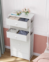 Crestlive Products Tall Dresser, 7-Drawer Wide Fabirc Storage Tower, Chests of Drawers - Vertical Organizer Unit for Bedroom, Hallway, Entryway, Nursery, Wood Top, Closets with Handles (White) Crestlive Products