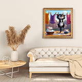 DIY Funny Black Cat Diamond Art Kits for Adults, Cute Cats Diamond Painting Kits for Beginners, Animals Diamond Dot, Small Dimond Art Paintings Kit, Full Drill Gem Painting, Home Wall Decor 14x14inch Rekxtmo