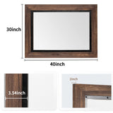 YOSHOOT Rustic Wooden Framed Wall Mirror, 40"x30", Natural Wood and Iron Bathroom Vanity Mirror for Farmhouse Decor, Vertical or Horizontal Hanging YOSHOOT