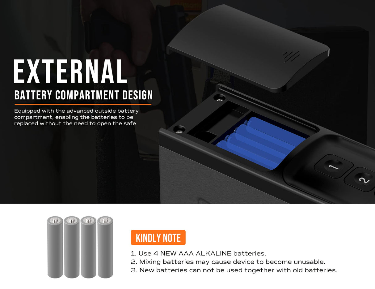 RPNB Gun Safe,Mounted Biometric Nightstand Handgun Safe with Quick Access Sliding Door, Pistol Safes for Wall Bedside Desk Vehicle with the Fingerprint, Keypad, Pistol Holder,Carbon Knight Series RPNB