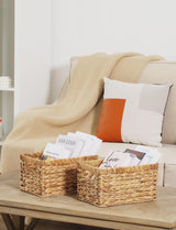 StorageWorks Wicker Basket, Baskets for Organizing, Storage Basket with Built-in Handles, Water Hyacinth Shelves (Medium 2-Pack, Natural Hyacinth) StorageWorks