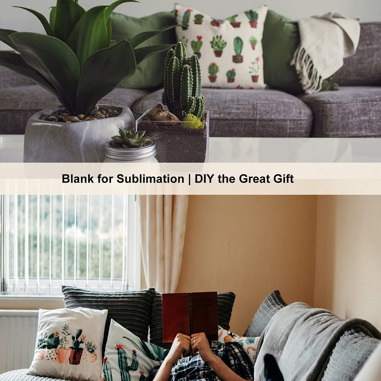 Sublimation Pillow Covers Blank 16x16 Inch BeigeThrow Pillow Cases Bulk for HTV Heat Transfer Vinyl Set of 6 Linen WANZELONYO