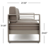 Christopher Knight Home Cape Coral Outdoor Loveseat Sofa with Tray, Khaki GDFStudio