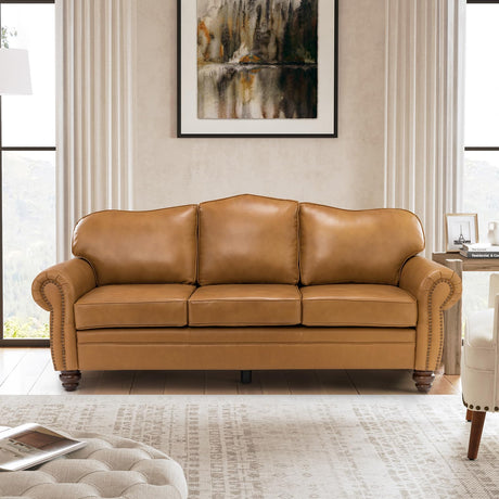 The support you need Classic 3-Seater Sofa with Premium Leather Upholstery, Stylish & Comfortable Sofa for Living Room or Office, Easy to Maintain & Long-Lasting Camel The support you need