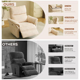 Oversized Power Recliner Chairs for Adults with Massage and Heat, Power Swivel Rocker Recliner Chair with Adjustable Headrest, 26" Extra Wide Rocker Nursery Recliner with USB Port, Beige RUTOX