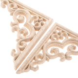 MUXSAM 4-Pack Wood Carved Applique Corner Onlay, 11x11cm/4.33"x4.33", Unpainted Furniture Decals for Cabinet Cupboard Corner Door Bed Home Decoration(Style-A) MUXSAM