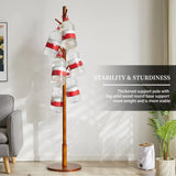 Aibiju Wood Coat Rack Freestanding, Coat Stand with 8 Hooks, Kids Coat Tree with 3 height options and Sturdy Base, Rustic Coat Rack Small Hall Tree Brown YD-1008 Aibiju