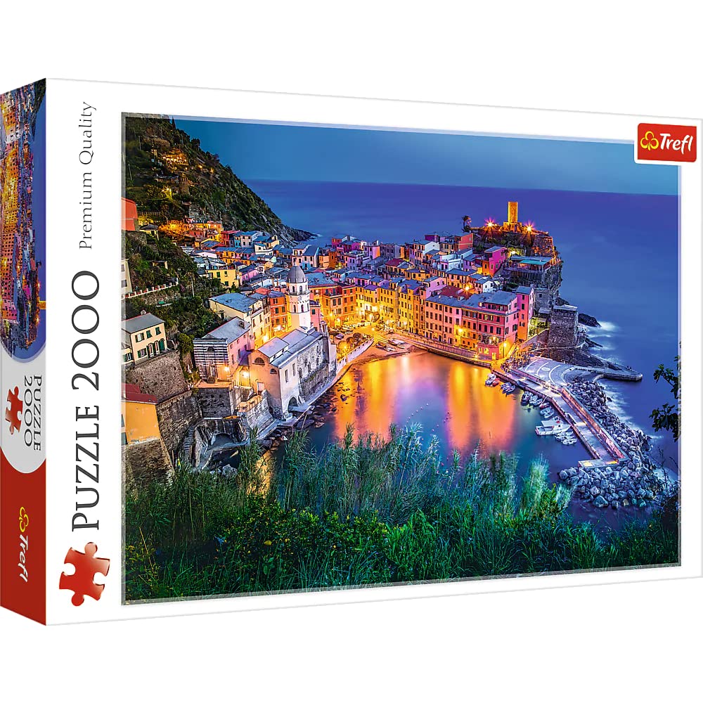 Trefl Vernazza at Dusk 2000 Piece Jigsaw Puzzle Red 38"x27" Print, DIY Puzzle, Creative Fun, Classic Puzzle for Adults and Children from 15 Years Old Trefl