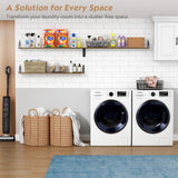 Forbena Large Floating Shelves 48 Inches Long Set of 3, Rustic Wood Wall Bookshelf for Bedroom Books, Wooden Shelves for Living Room Laundry Closet Kitchen Storage (Dark Brown) Forbena