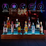 B4Life 2 Pack 16 Inch LED Lighted Liquor Bottle Display Shelf, 2 Tier LED Bar Shelves for Liquor Bottles, Bar Bottle Display Shelf, Lighted Liquor Shelf, Bar Lights for Liquor Shelves B4Life
