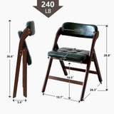 ALeesing Folding Chairs with Padded Seats, Wooden Folding Chairs Set of 2, 31" Stackable Folding Dining Chairs, Folding Extra Chair for Guests Kitchen, Bedroom, Living Room, Party Chairs, Green ALeesing