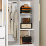 Homsee White 4-Door Wardrobe Armoire Wooden Closet with 2 Drawers, 6 Storage Cubes and 2 Hanging Rods, Large Storage Cabinet for Bedroom, White (63”L x 18.9”W x 70.9”H) Homsee