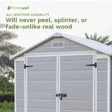 Patiowell 6x4 FT Plastic Outdoor Storage Shed, Resin Shed Perfect to Store Patio Furniture, GardenTools Bike Accessories, Beach Chairs and Lawn Mower,Light Grey Patiowell