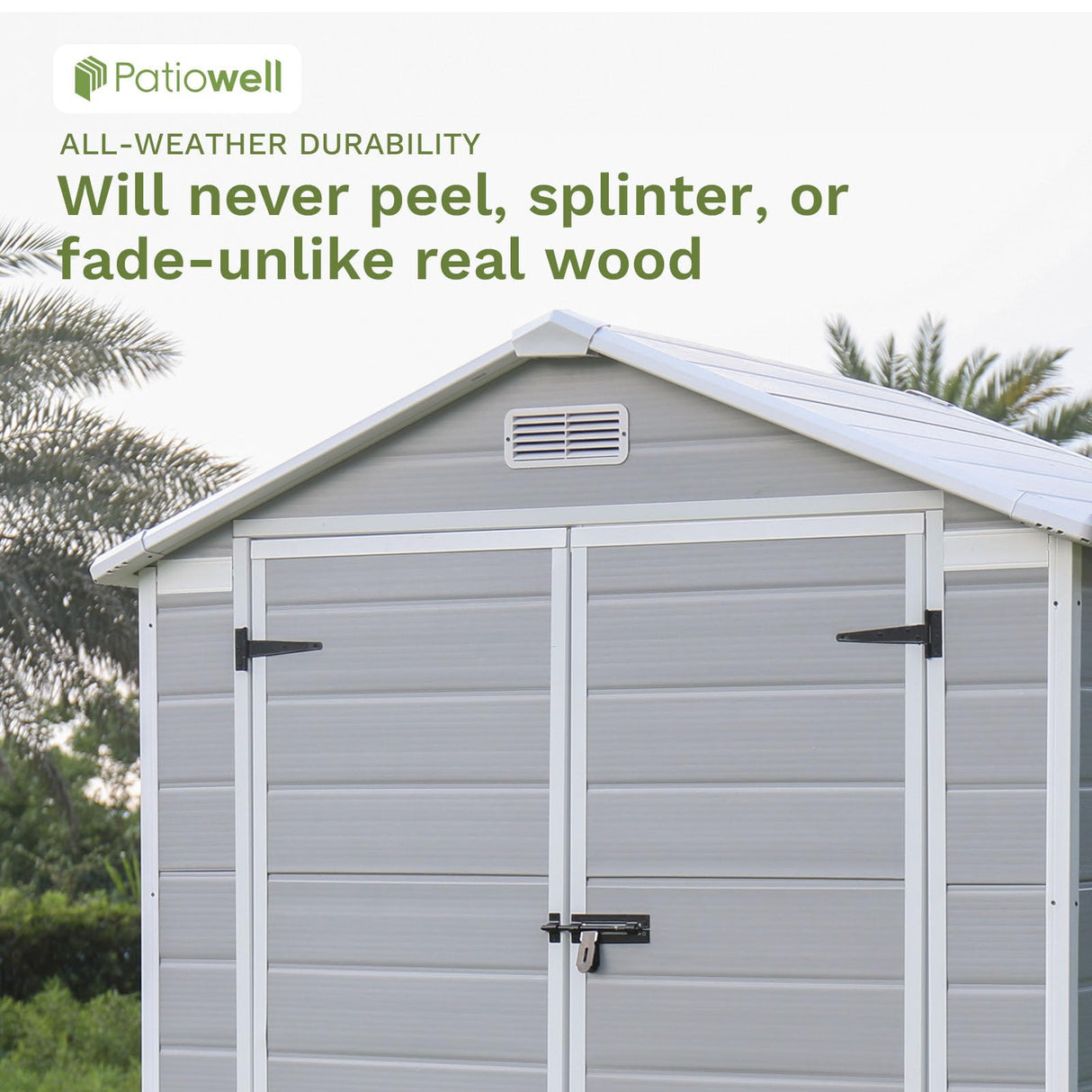 Patiowell 6x4 FT Plastic Outdoor Storage Shed-Perfect to Store Patio Furniture, GardenTools Bike Accessories, Beach Chairs and Lawn Mower, White & Grey Patiowell