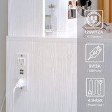 IRONCK Vanity Desk with LED Lighted Mirror & Power Outlet, Makeup Table with Drawers & Cabinet,Storage Stool,for Bedroom, White IRONCK