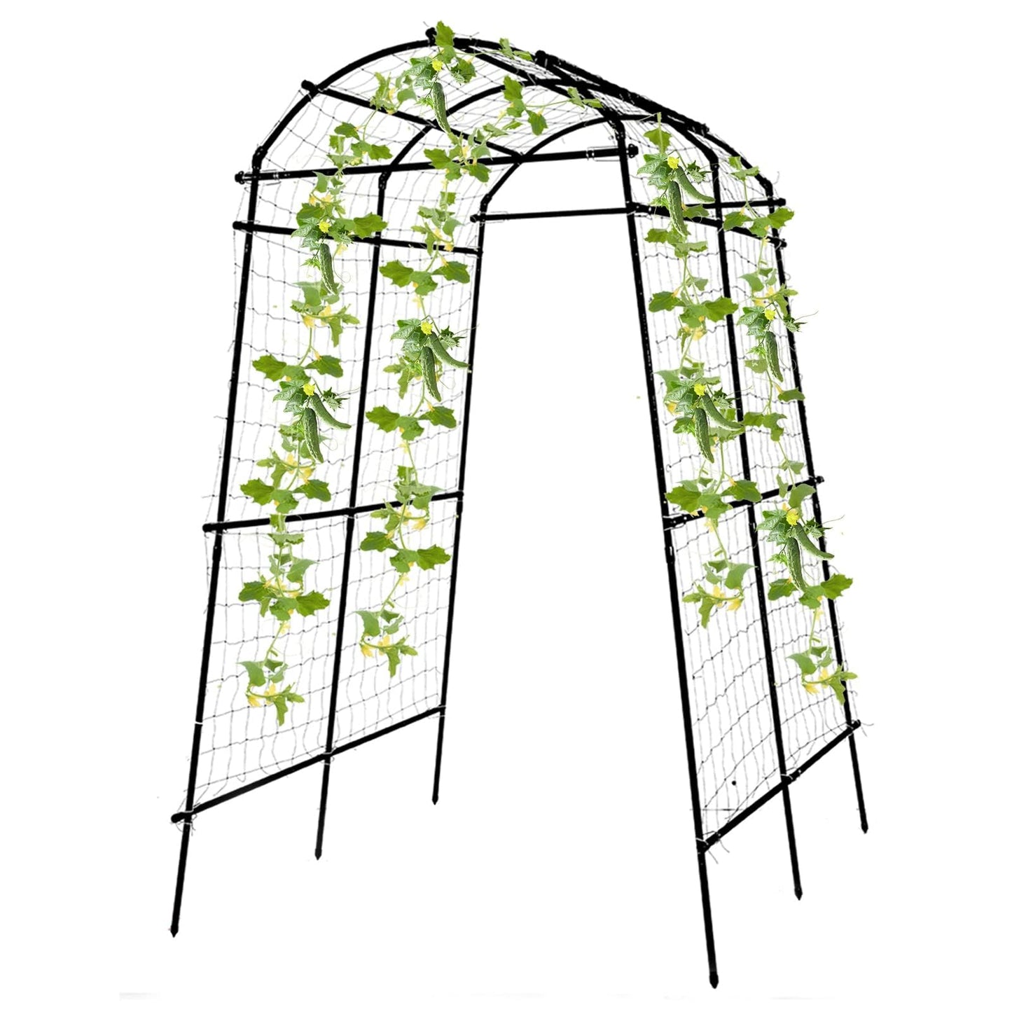 Yotoworth Garden Arch Trellis for Climbing Plants Outdoor, 7 ft Tall Walkway Arbor Tunnel for Vegetables, Squash, Melons, Zucchini, Cucumber Trellis for Garden Raised Bed, Lightweight, Black