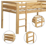 Harper & Bright Designs Twin Size Low Loft Bed with Ladder and Safety Guardrails in Natural Wood Harper & Bright Designs