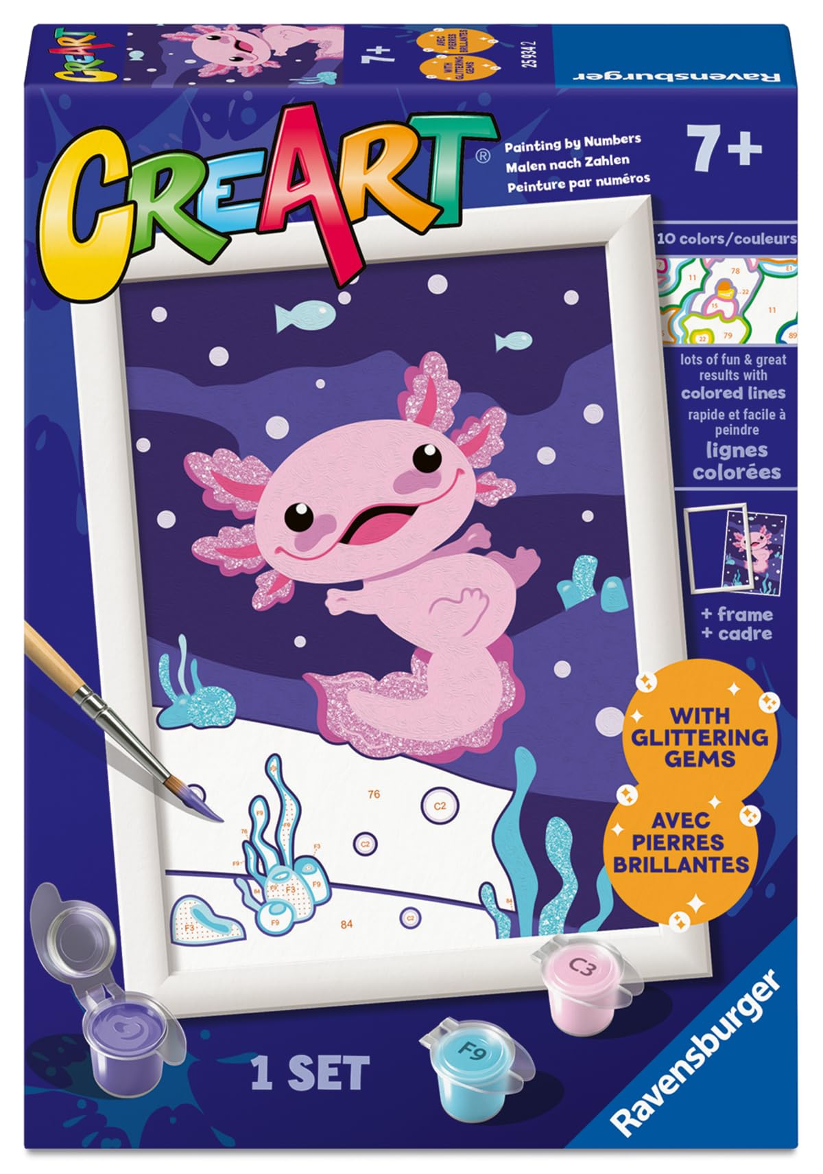 Ravensburger - Axolotl CreArt Paint by Numbers Kit | Fun & Easy DIY Art for Kids Age 7+ | Creative Gift Idea for Birthdays & Holidays Ravensburger