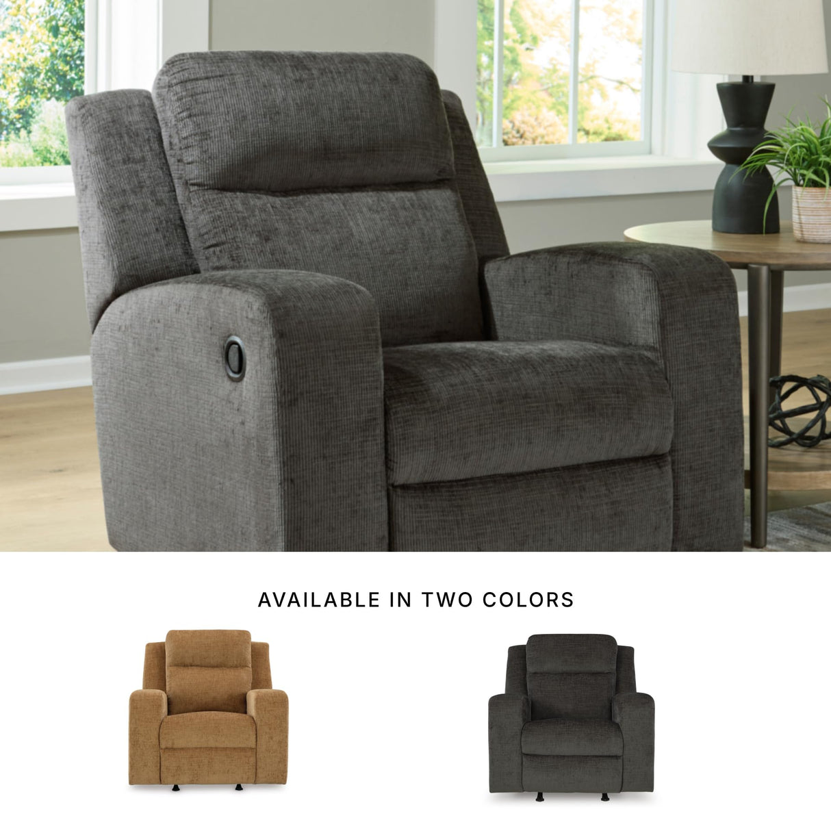 Signature Design by Ashley Kanlow Casual Manual Rocker Recliner with Track Arms, Gray Signature Design by Ashley