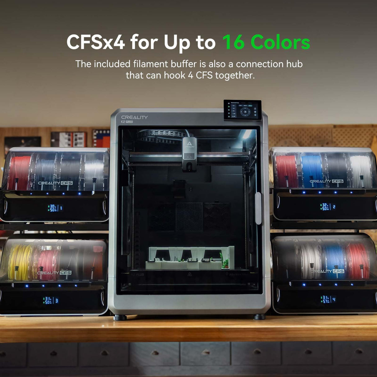 Creality CFS for K2 Plus 3D Printer, 16 Color Automatic Filament System, Filament Runout & Winding Detection, Moisture-Proof Storage Accessories Creality