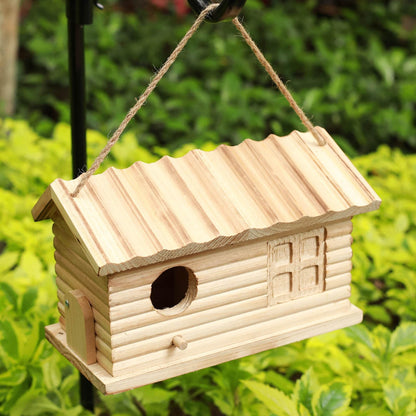 STARSWR Bird House Outdoor Bluebird House for Outside Clearance, Hanging Bird Houses,Cardinals Unfinished Wooden Bird Nesting Box