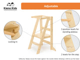 Foldable Kitchen Stool for Kids - Foldable Toddler Tower, Kitchen Stool for Toddlers, Toddler Standing Tower, Toddler Tower, Kids Stool (Wood Color) Kieno Kids