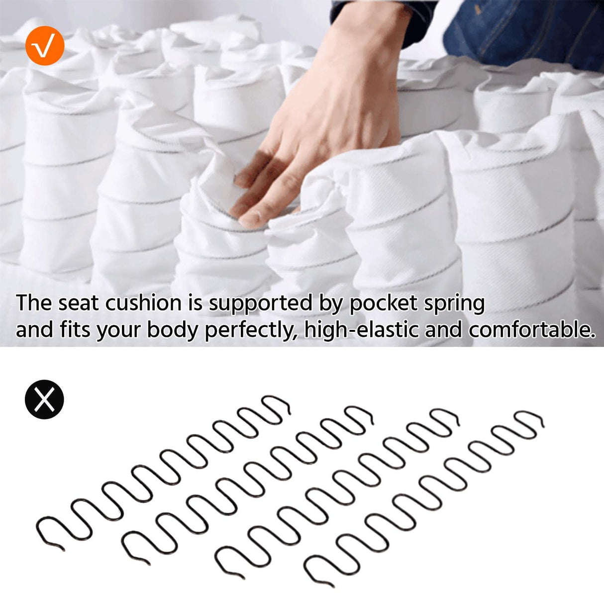 Topeakmart Fabric Recliner Sofa Push Back Recliner Chair Adjustable Modern Single Reclining Chair Upholstered Sofa with Pocket Spring Living Room Bedroom Home Theater Matte Black Topeakmart